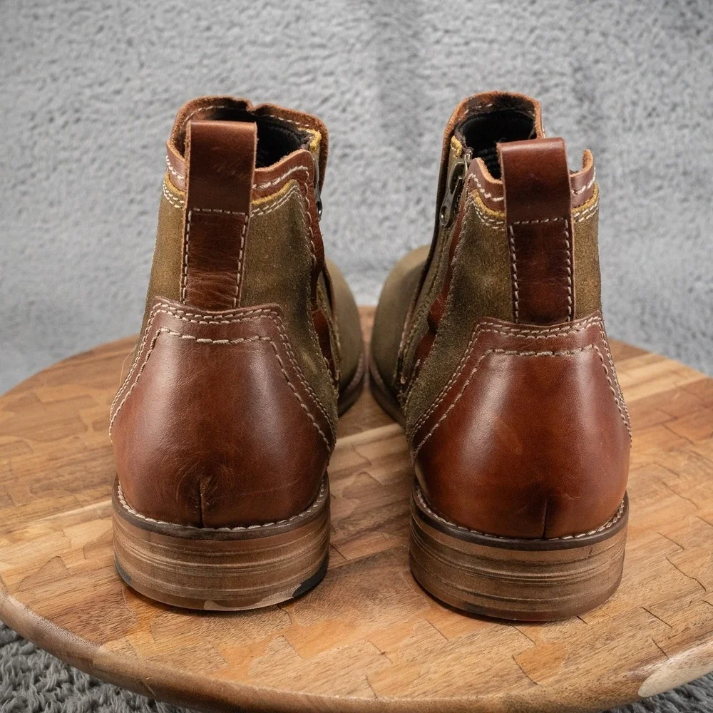 Testosterone Apple Jay T99330 Mens Green Leather Slip On Chelsea Boots 12